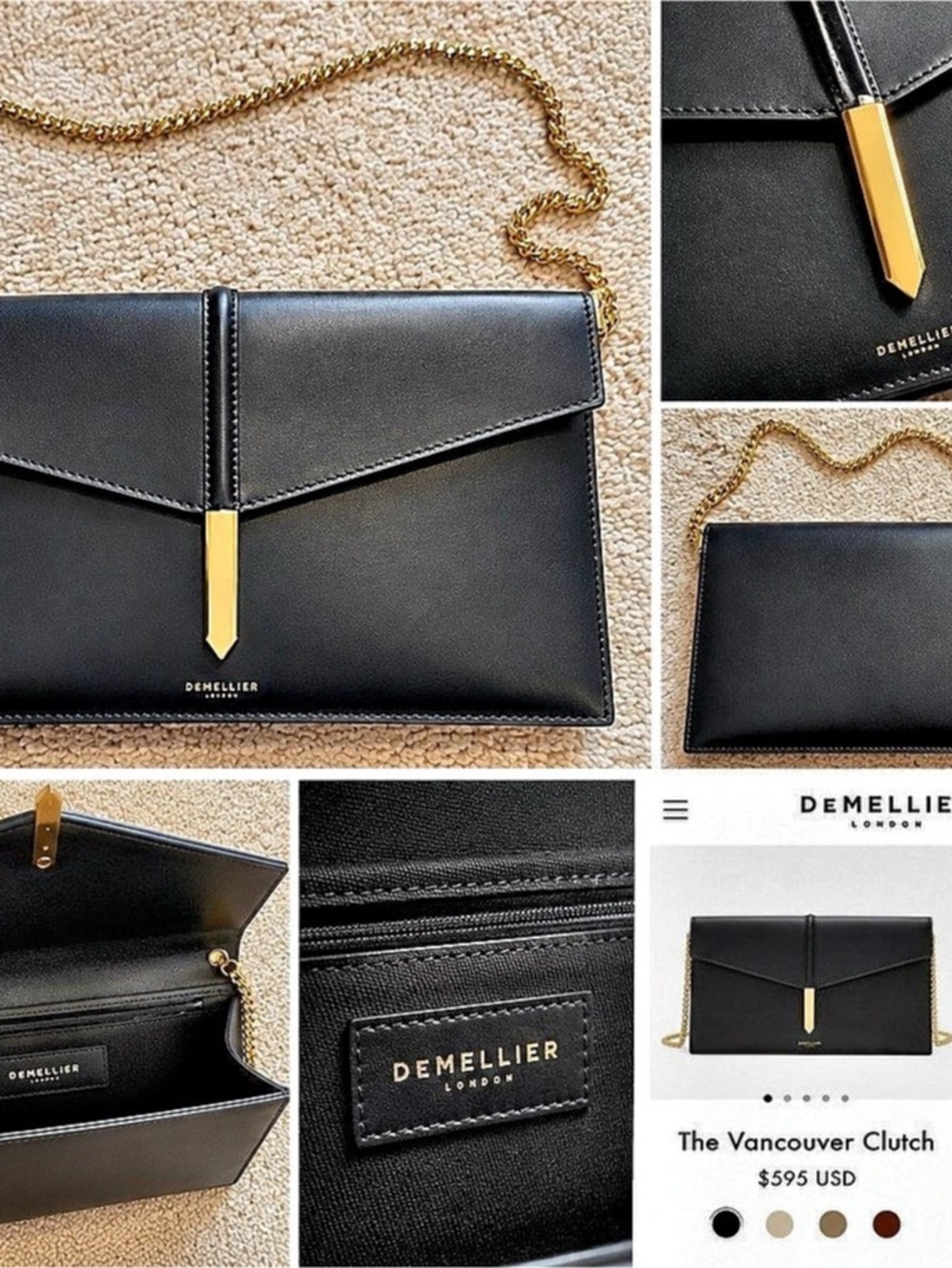 Demellier The Vancouver Clutch Black Chain Clutch